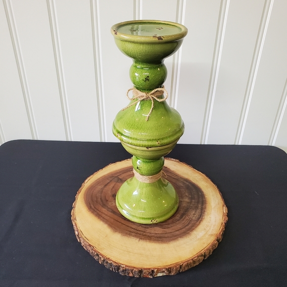 Green Distresses Candle Stick Holders 2 pc. Set - Picture 11 of 11